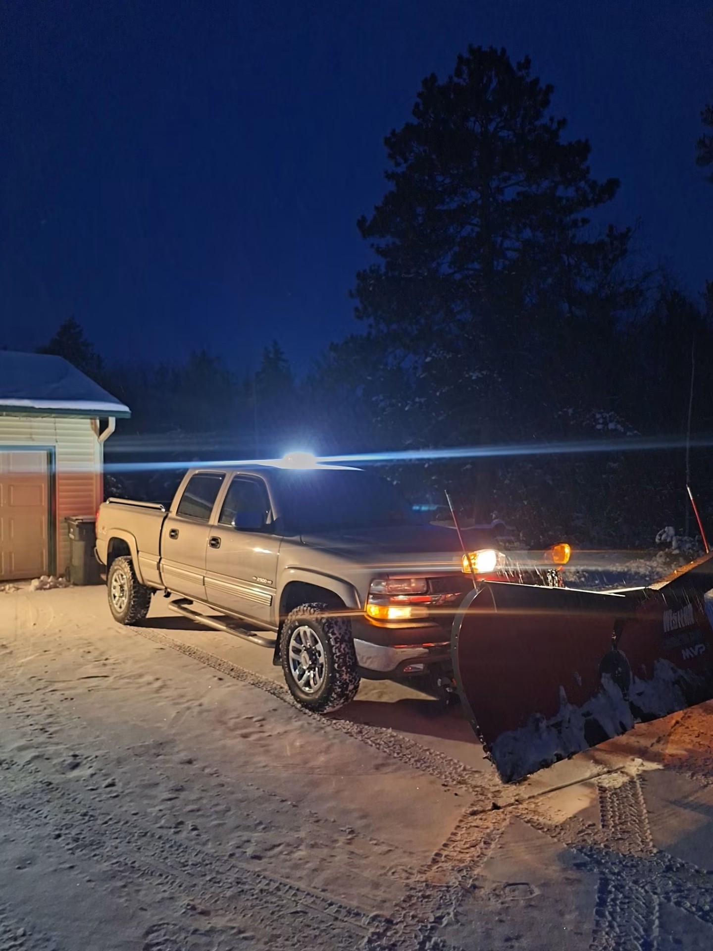 Shane's plow truck out working through a Minnesota snowstorm